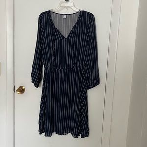 Navy Blue Striped Dress